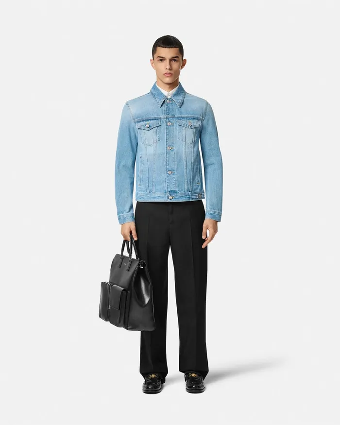 Versace Denim Men Blouson Denim Jacket Blue