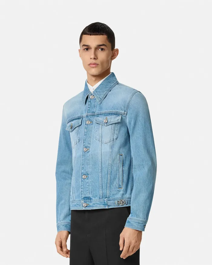 Versace Denim Men Blouson Denim Jacket Blue