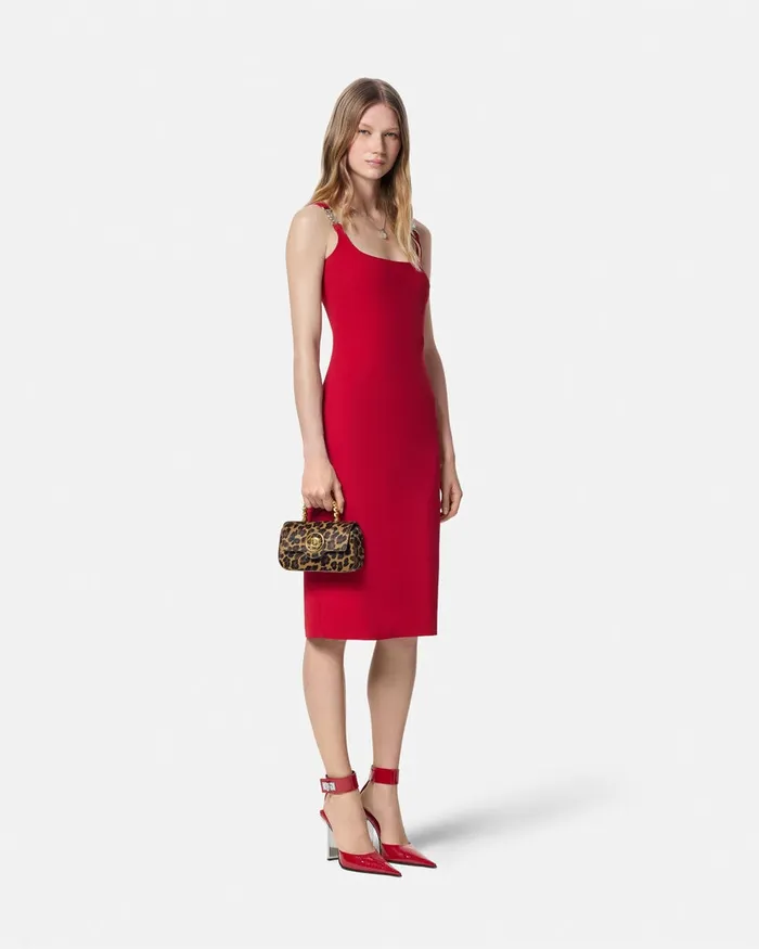 Versace Dresses Women Cady Fitted Midi Dress Red