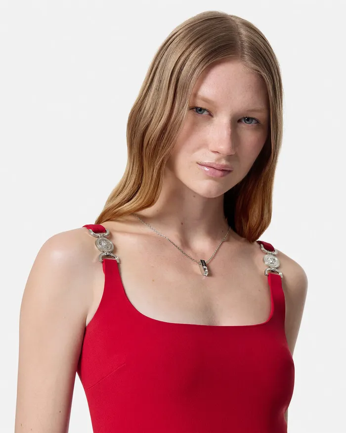 Versace Dresses Women Cady Fitted Midi Dress Red