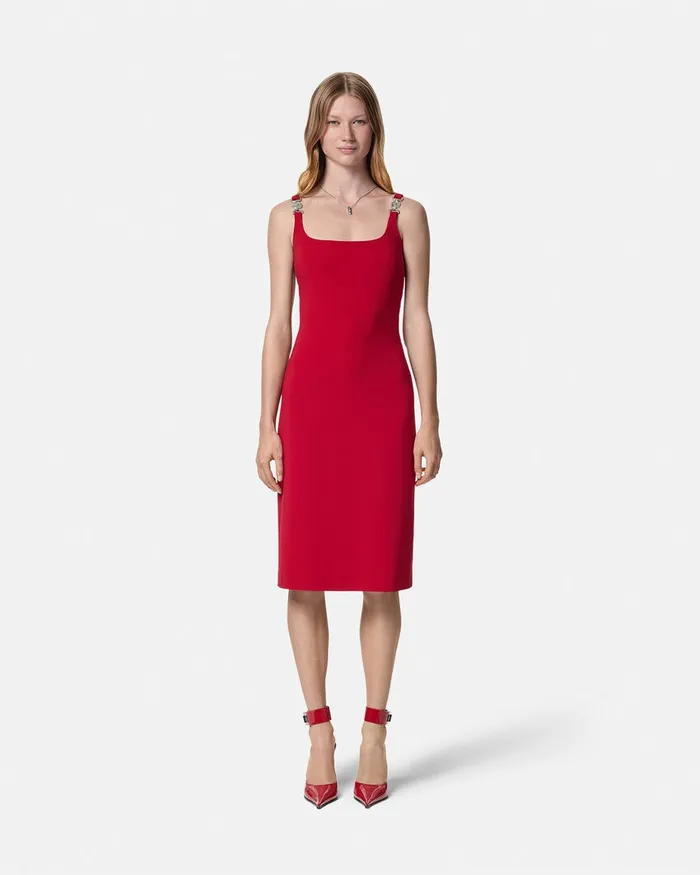 Versace Dresses Women Cady Fitted Midi Dress Red