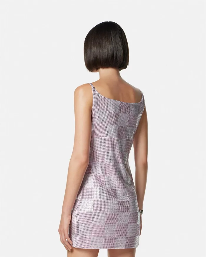 Versace Dresses Women Crystal Medusa 03995 Mini Dress Light Pink