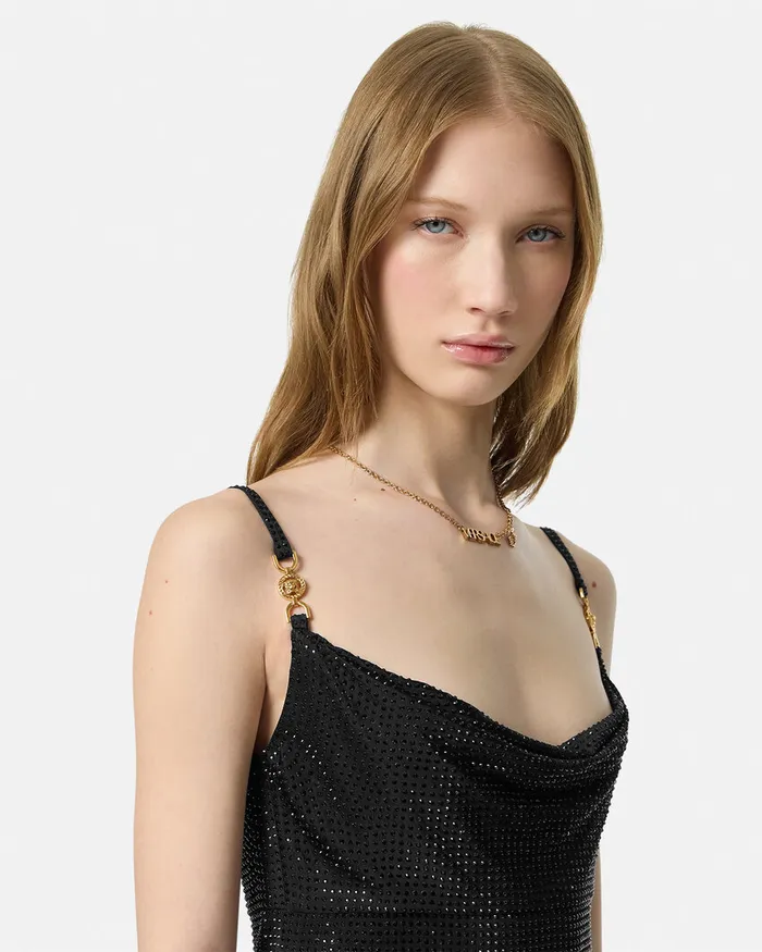 Versace Dresses Women Crystal Mini Dress Black