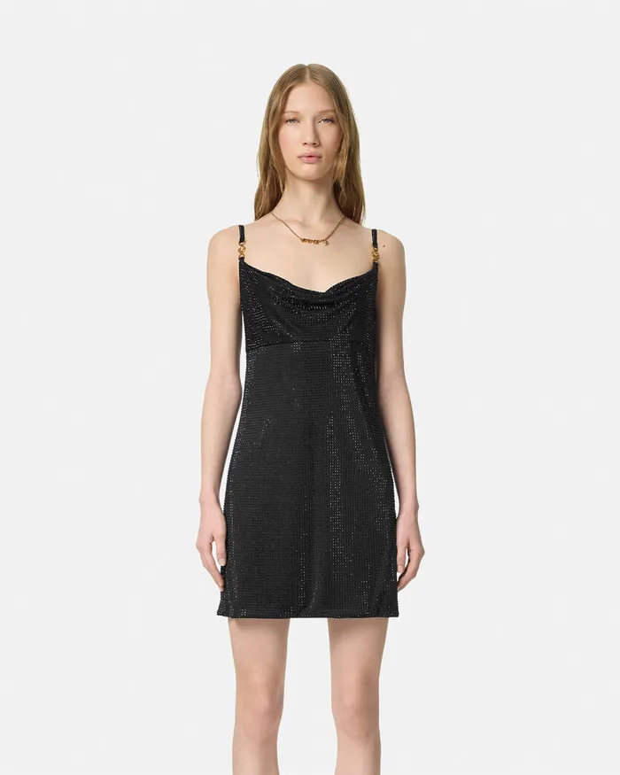 Versace Dresses Women Crystal Mini Dress Black