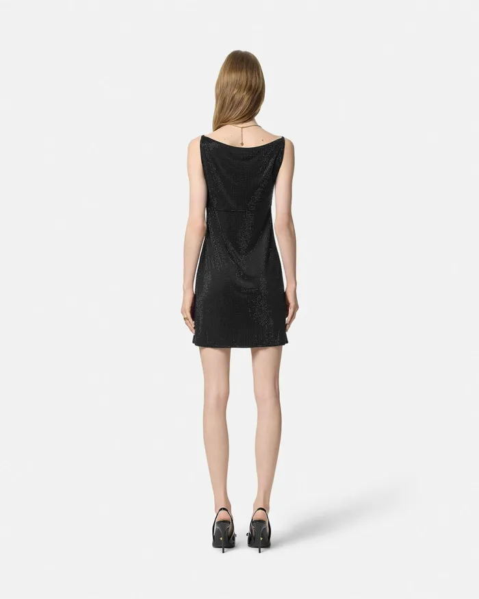 Versace Dresses Women Crystal Mini Dress Black