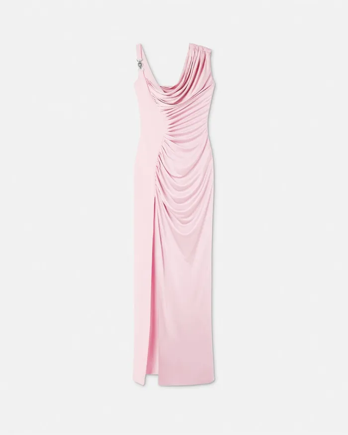 Versace Dresses Women Medusa 03995 Draped Gown Light Pink