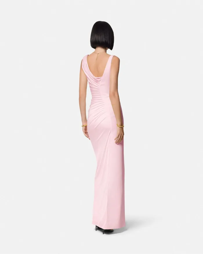 Versace Dresses Women Medusa 03995 Draped Gown Light Pink