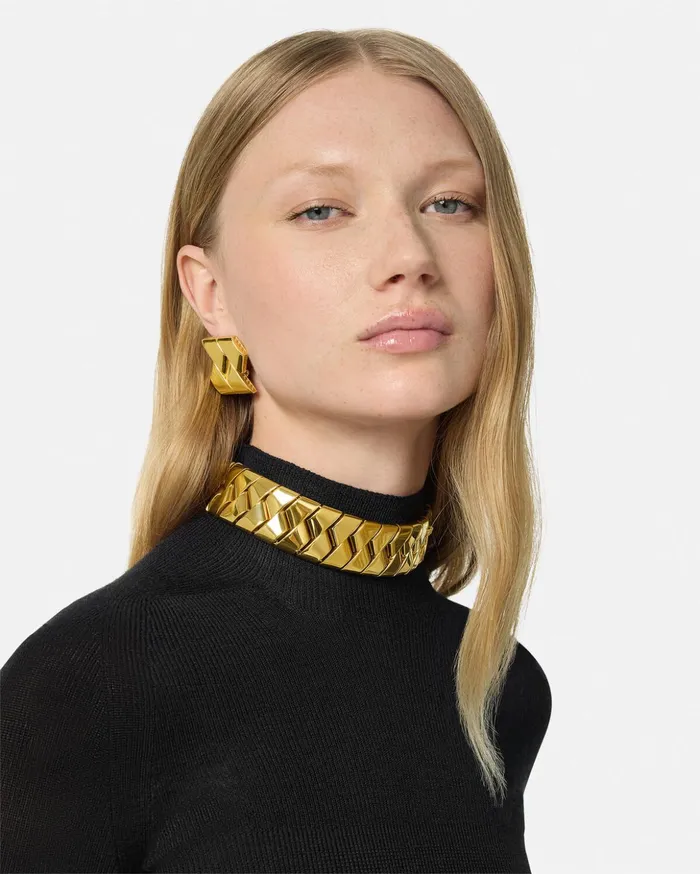 Versace Earrings Women Bind Earrings Light Gold