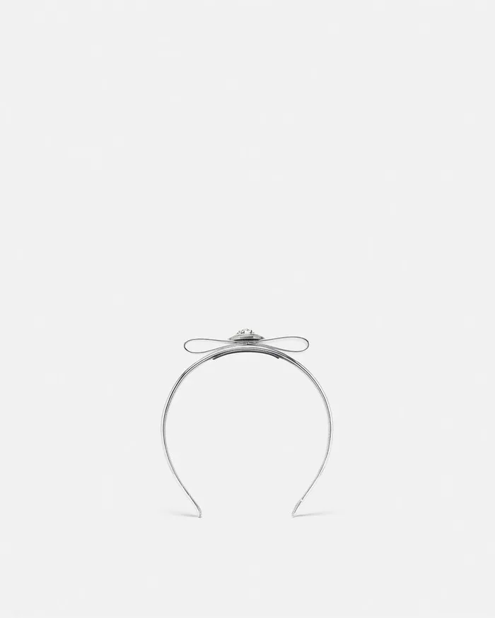 Versace Hair Accessories Women Gianni Ribbon Metallic Headband Silver