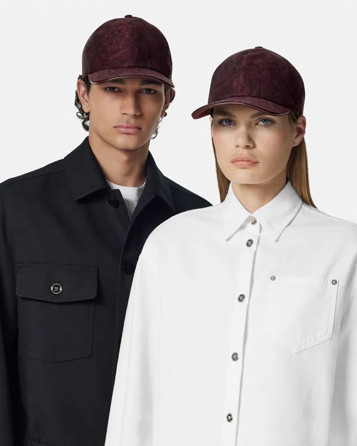 Versace Hats and Caps WomenMen Barocco Jacquard Baseball Cap Brown