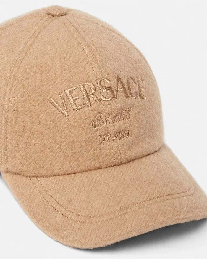 Versace Hats and Caps WomenMen Milano Stamp Wool Baseball Cap Brown