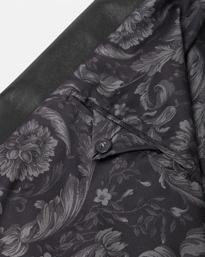 Versace Jackets and Coats Men Leather Biker Jacket Black