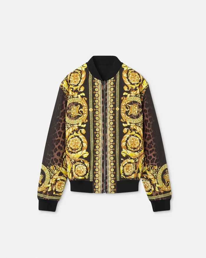 Versace Jackets and Coats Men Wild Barocco Reversible Bomber Jacket Animalier