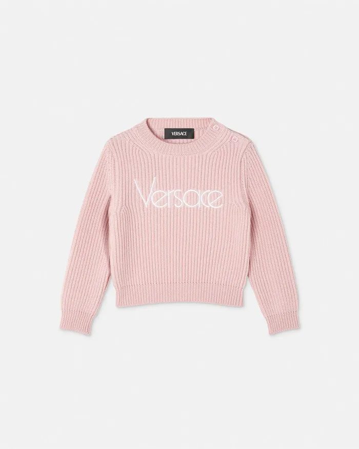 Versace Knitwear and Sweatshirts Kids 1978 ReEdition Logo Baby Sweater Light Pink