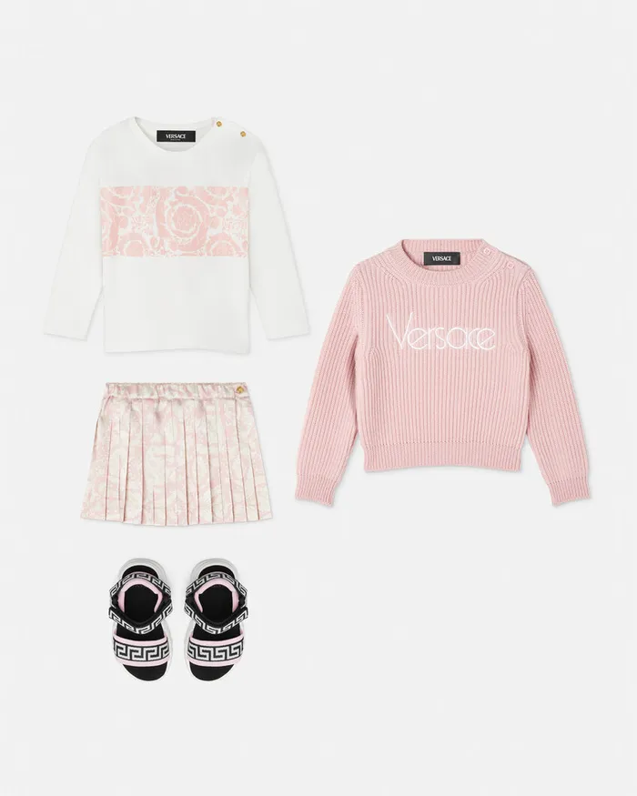 Versace Knitwear and Sweatshirts Kids 1978 ReEdition Logo Baby Sweater Light Pink
