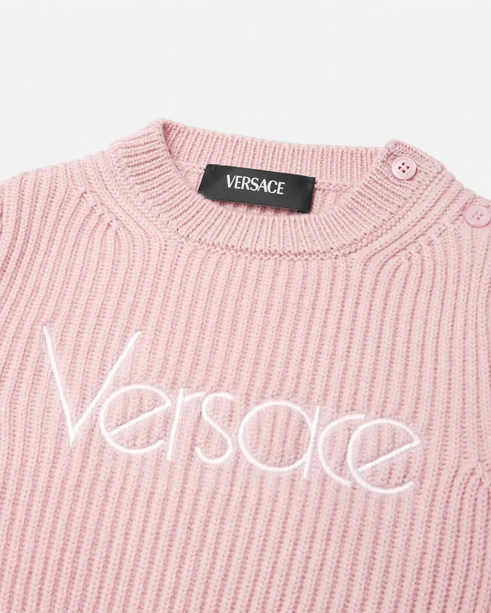 Versace Knitwear and Sweatshirts Kids 1978 ReEdition Logo Baby Sweater Light Pink