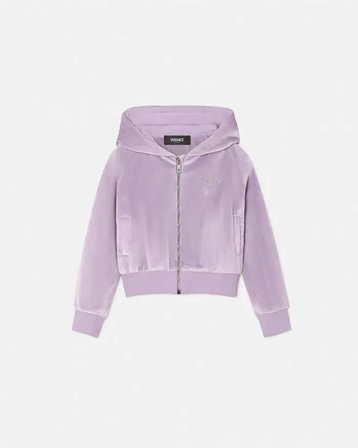 Versace Knitwear and Sweatshirts Kids Velvet Zip Hoodie Lilac