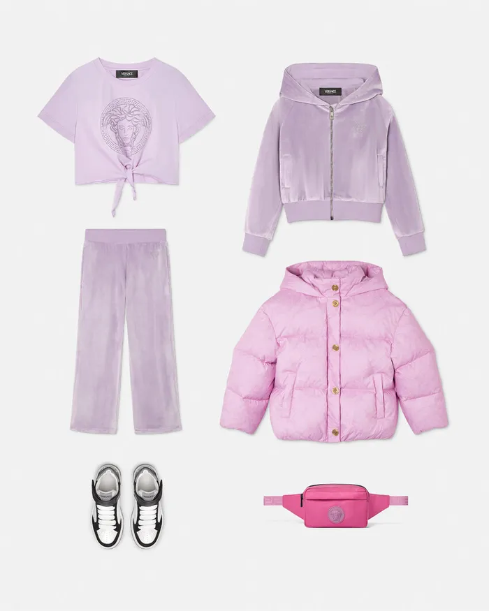 Versace Knitwear and Sweatshirts Kids Velvet Zip Hoodie Lilac