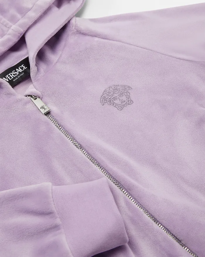 Versace Knitwear and Sweatshirts Kids Velvet Zip Hoodie Lilac