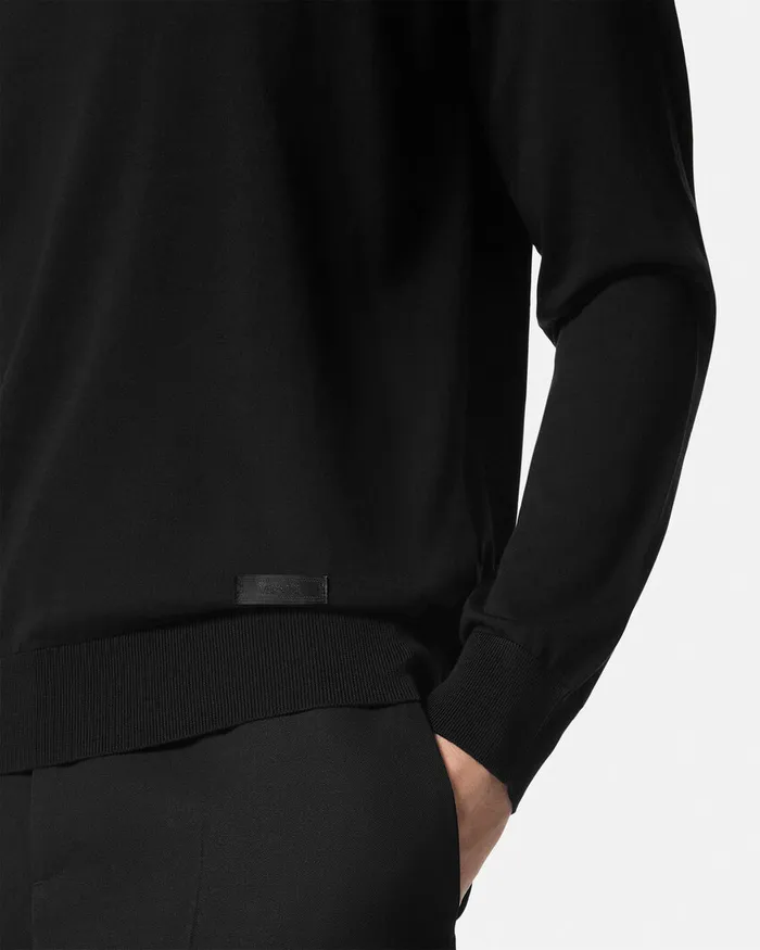 Versace Knitwear Men SilkBlend Knit Turtleneck Sweater Black