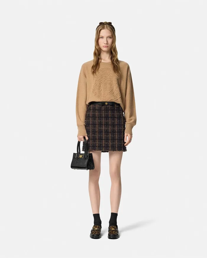 Versace Knitwear Women Medusa WoolBlend Knit Towel Sweater Beige