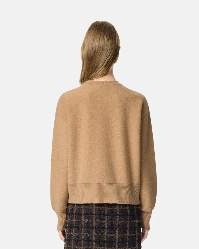 Versace Knitwear Women Medusa WoolBlend Knit Towel Sweater Beige