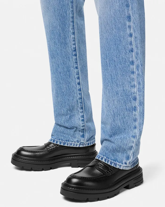 Versace Loafers and Slippers Men Adriano Loafers Black