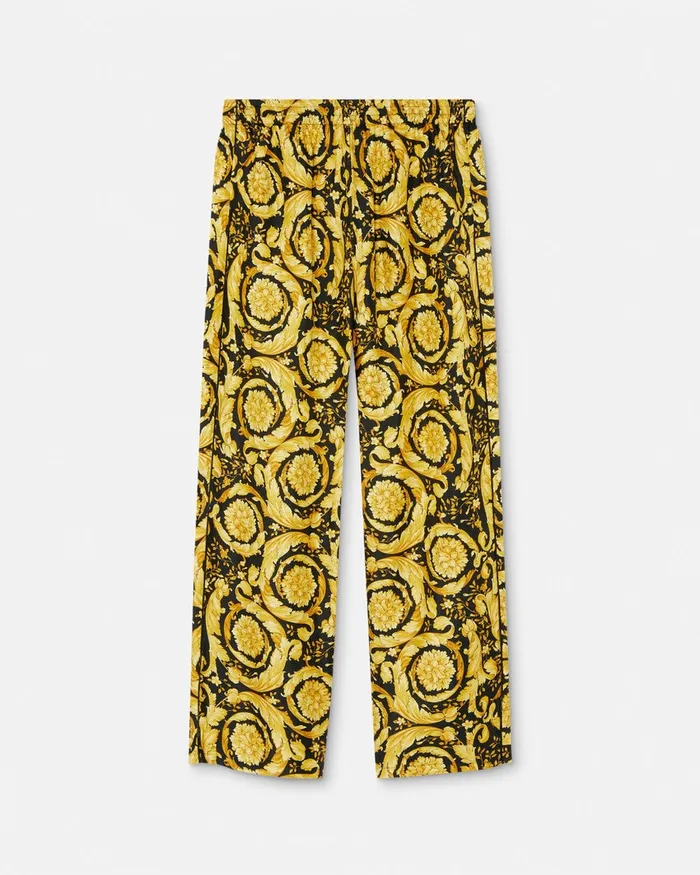 Versace Loungewear and Pajamas Men Barocco Silk Pajama Bottoms Blackprint
