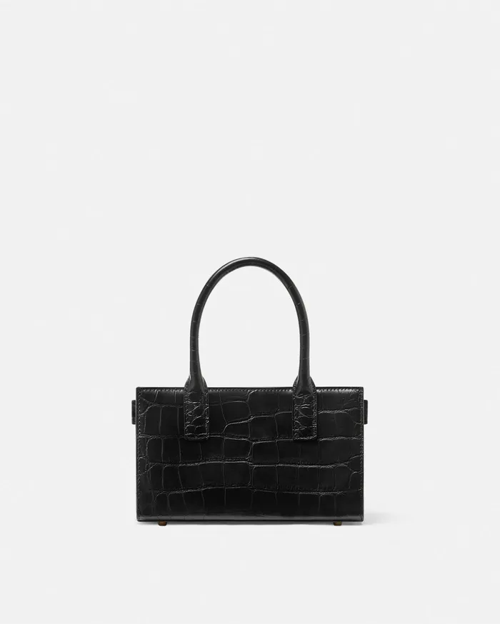 Versace Medusa 03995 Women CrocEffect Medusa 03995 Small Tote Bag Blackgold