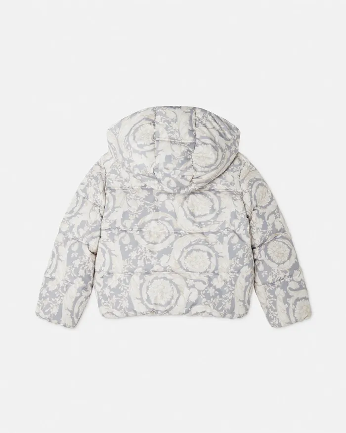 Versace Outerwear Kids Barocco Puffer Jacket Gray