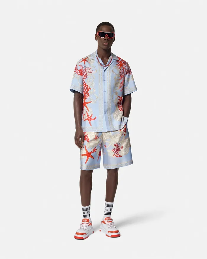 Versace Pants and Shorts Men Barocco Sea Silk Shorts Blueprint