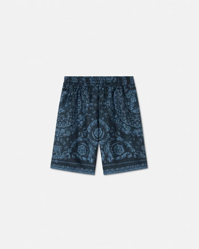 Versace Pants Kids Barocco Silk Shorts Blueprint