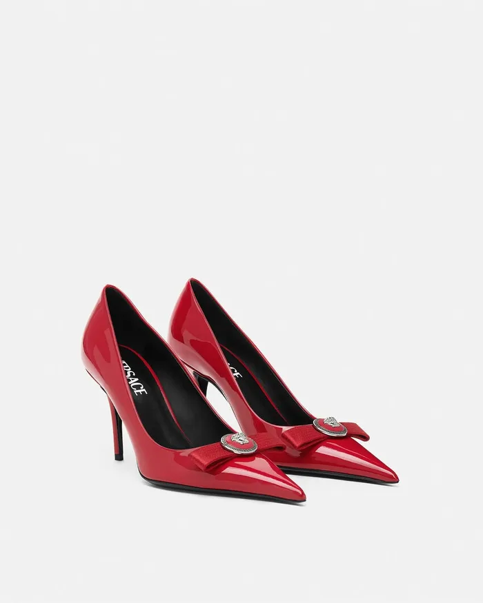 Versace Pumps and Slingbacks Women Gianni Ribbon Patent Pumps 85 Mm Red