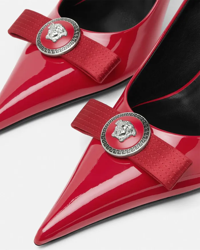 Versace Pumps and Slingbacks Women Gianni Ribbon Patent Pumps 85 Mm Red