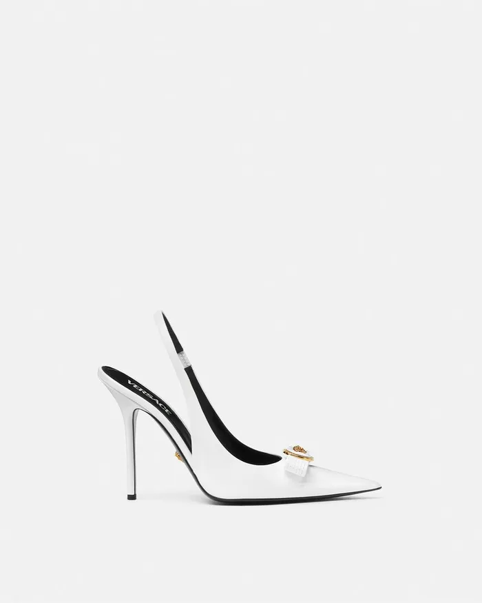 Versace Pumps and Slingbacks Women Gianni Ribbon Slingback Pumps 110 Mm White