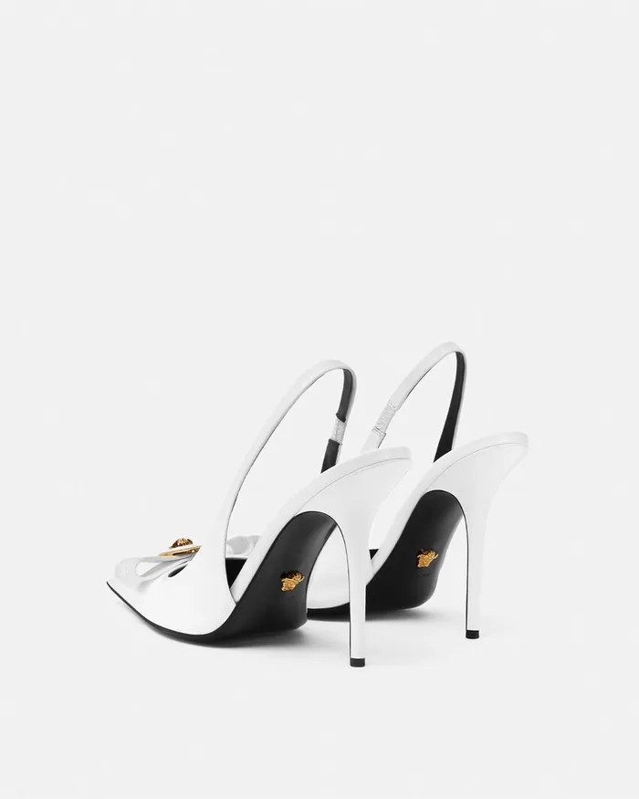 Versace Pumps and Slingbacks Women Gianni Ribbon Slingback Pumps 110 Mm White
