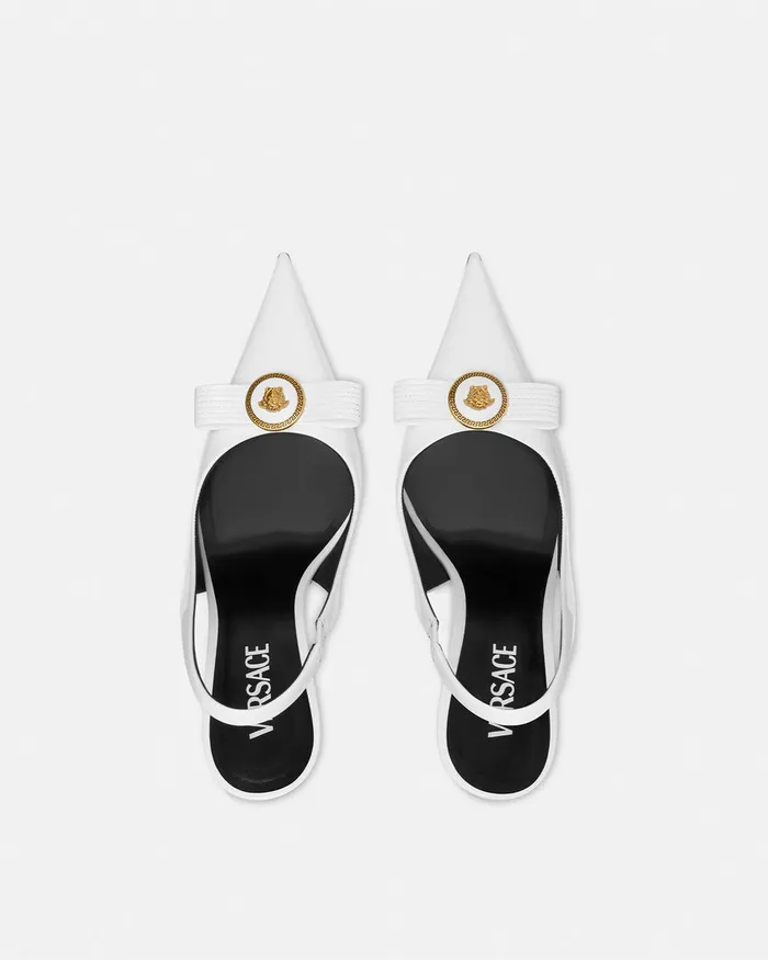 Versace Pumps and Slingbacks Women Gianni Ribbon Slingback Pumps 110 Mm White
