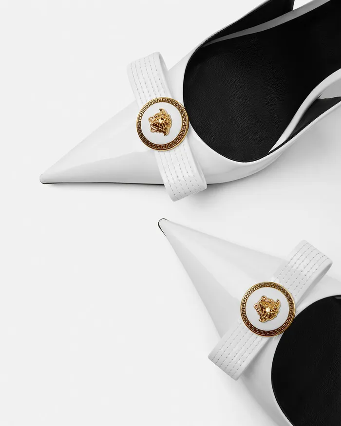 Versace Pumps and Slingbacks Women Gianni Ribbon Slingback Pumps 110 Mm White
