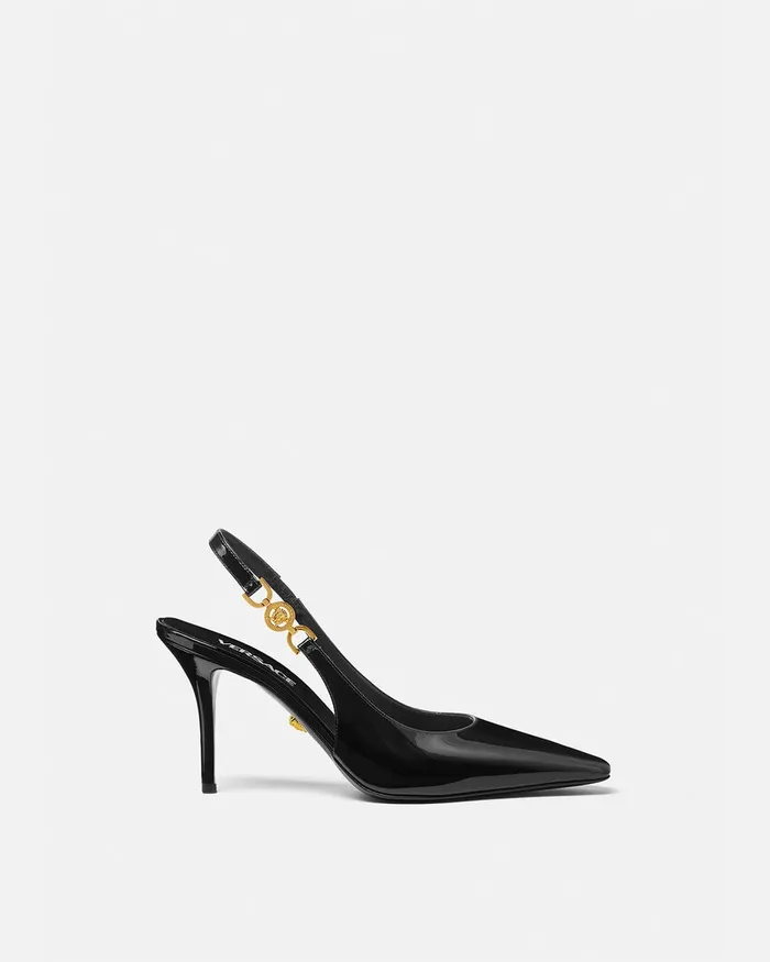 Versace Pumps and Slingbacks Women Medusa 03995 Slingback Pumps 85 Mm Blackgold