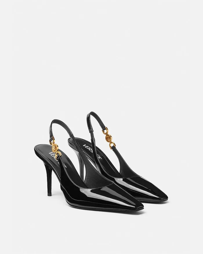 Versace Pumps and Slingbacks Women Medusa 03995 Slingback Pumps 85 Mm Blackgold
