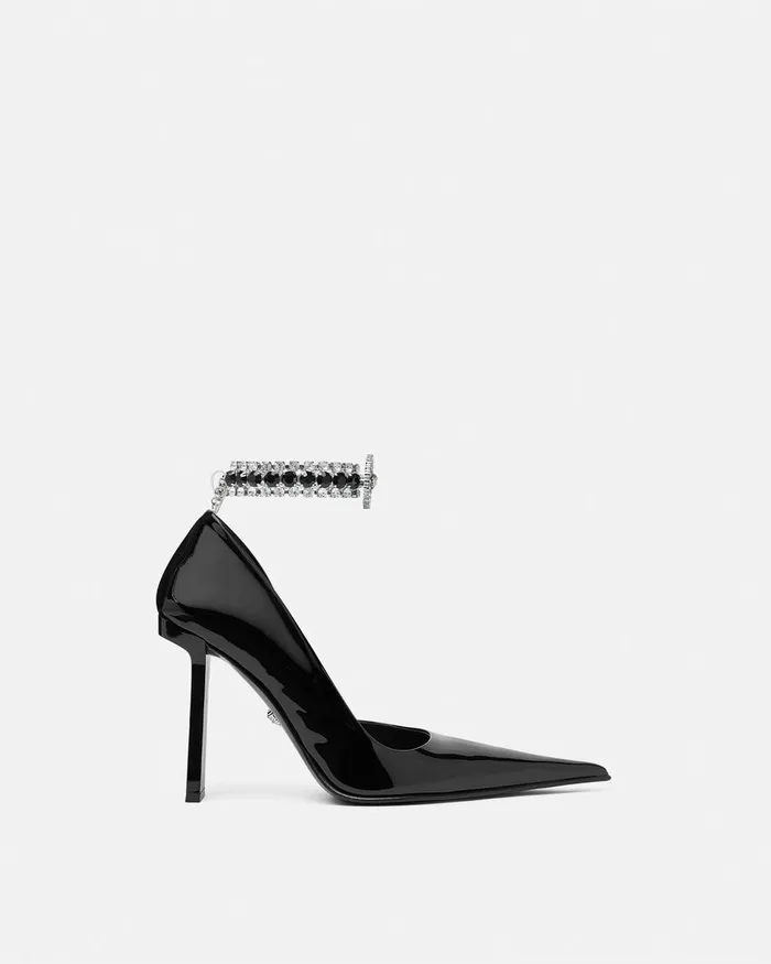 Versace Pumps and Slingbacks Women Slice Patent Pumps 105 Mm Blacksilver