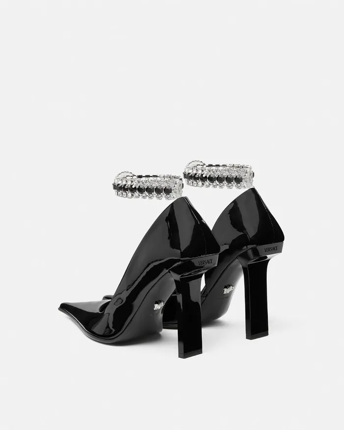 Versace Pumps and Slingbacks Women Slice Patent Pumps 105 Mm Blacksilver
