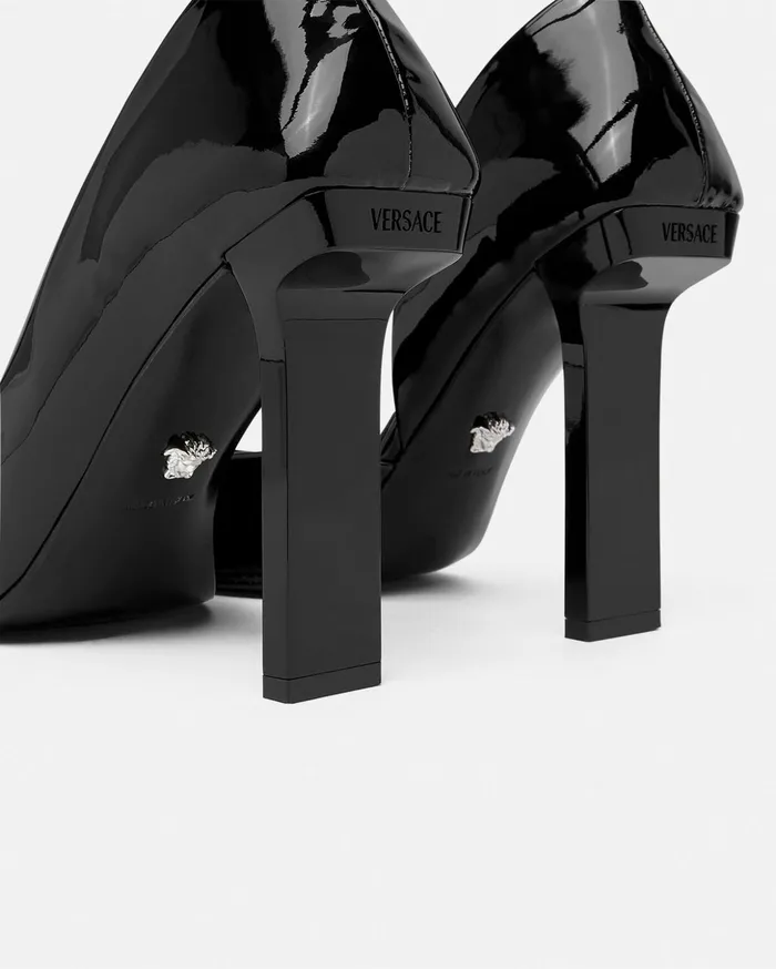 Versace Pumps and Slingbacks Women Slice Patent Pumps 105 Mm Blacksilver