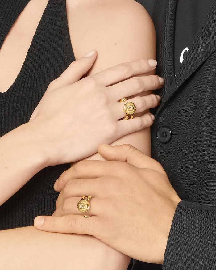 Versace Rings WomenMen Safety Pin Ring Light Gold