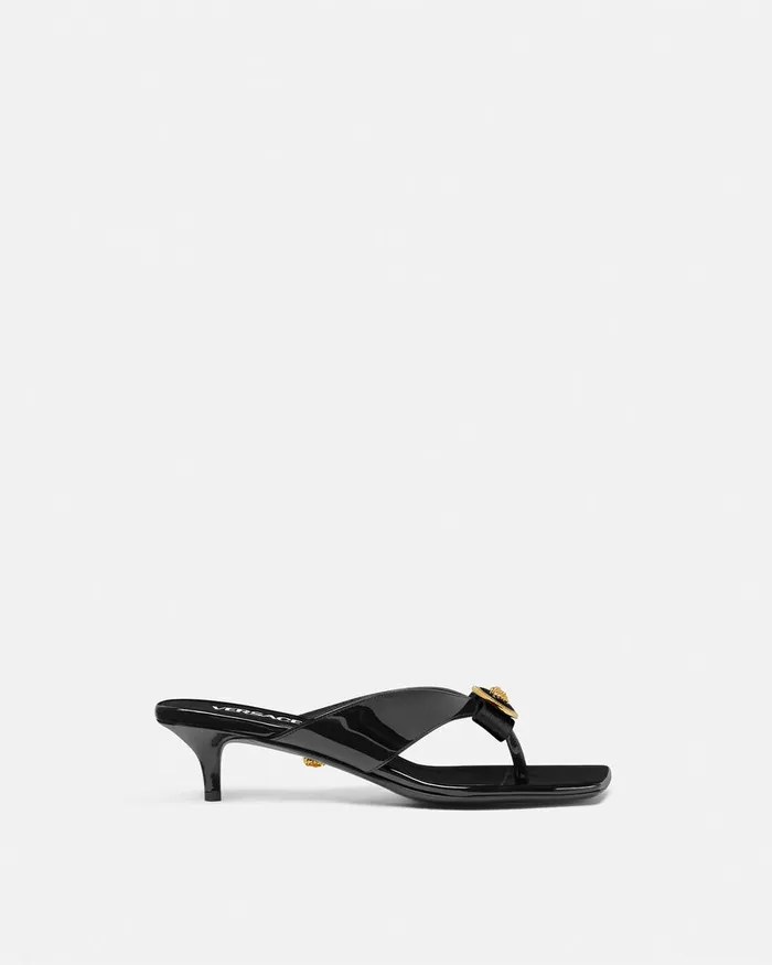 Versace Sandals Women Gianni Ribbon Mules 45 Mm Blackgold