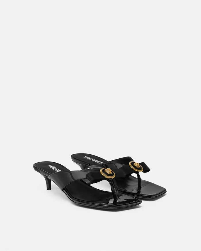 Versace Sandals Women Gianni Ribbon Mules 45 Mm Blackgold