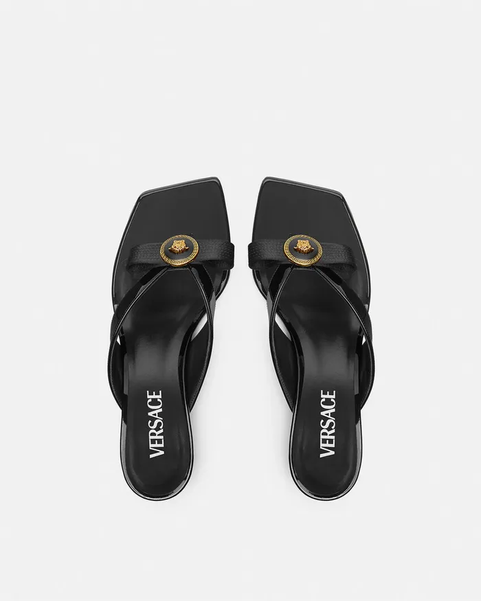 Versace Sandals Women Gianni Ribbon Mules 45 Mm Blackgold