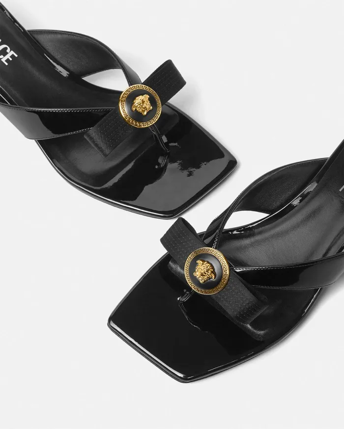 Versace Sandals Women Gianni Ribbon Mules 45 Mm Blackgold