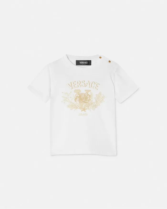 Versace Shirts and Tshirts Kids University Coral Baby TShirt White