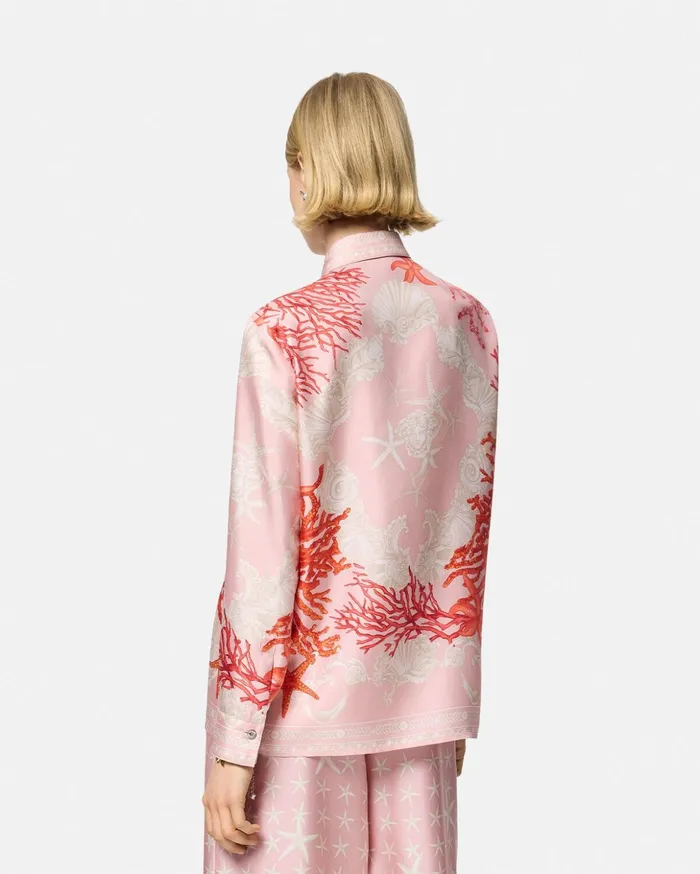 Versace Shirts and Tops Women Barocco Sea Silk Shirt Pinkprint